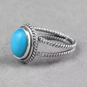 Braided Sterling Silver Sleeping Beauty Turquoise Ring